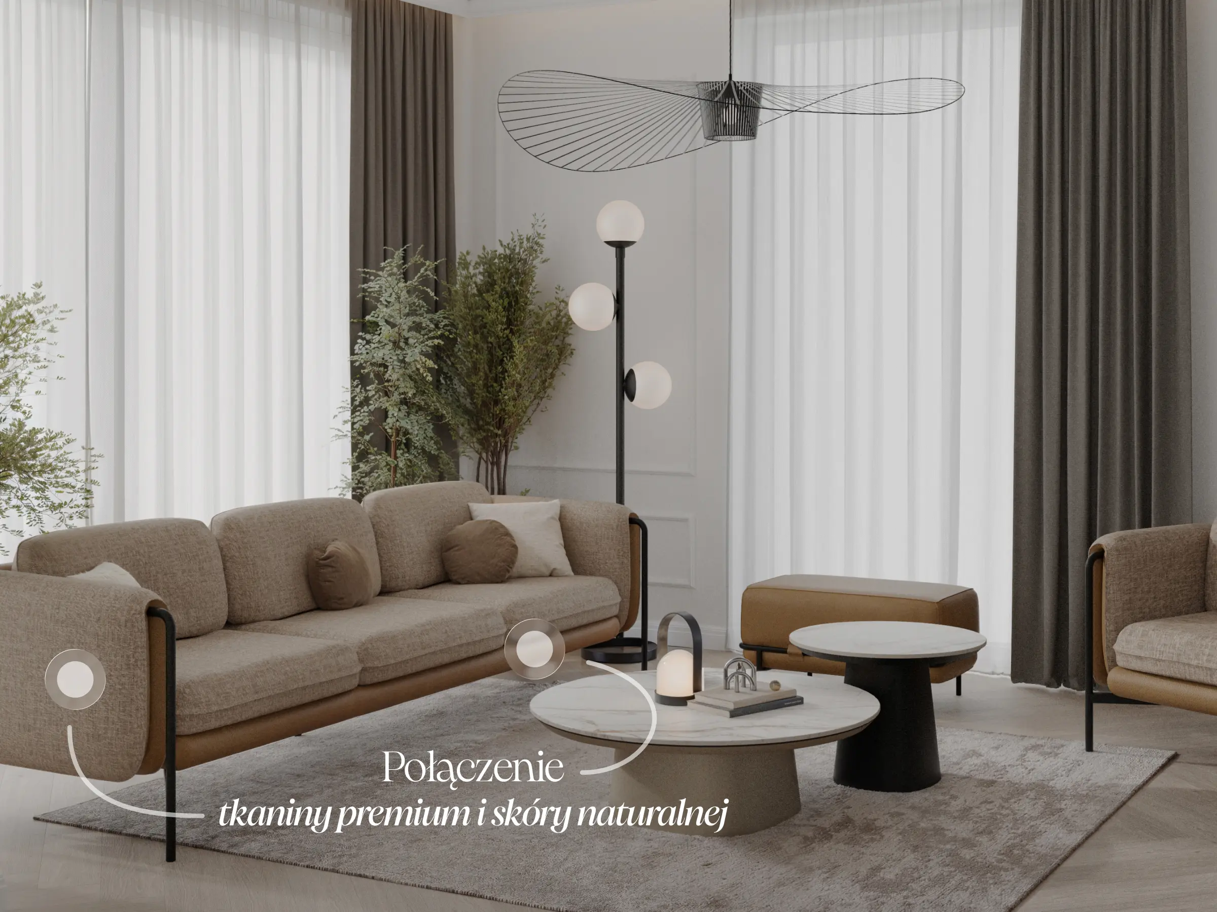 Modułowa sofa Mava w zaaranżowanym salonie
