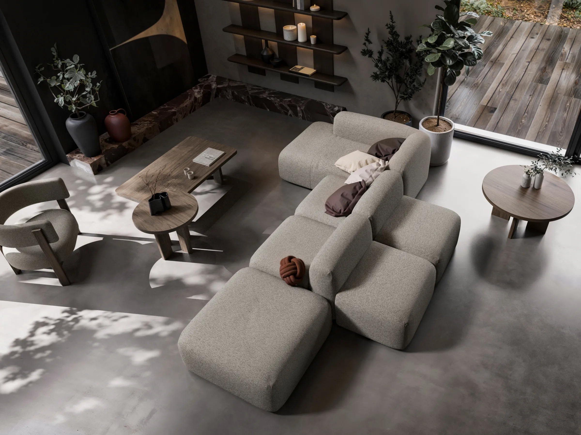 Modułowa sofa Umi w nowoczesnym salonie