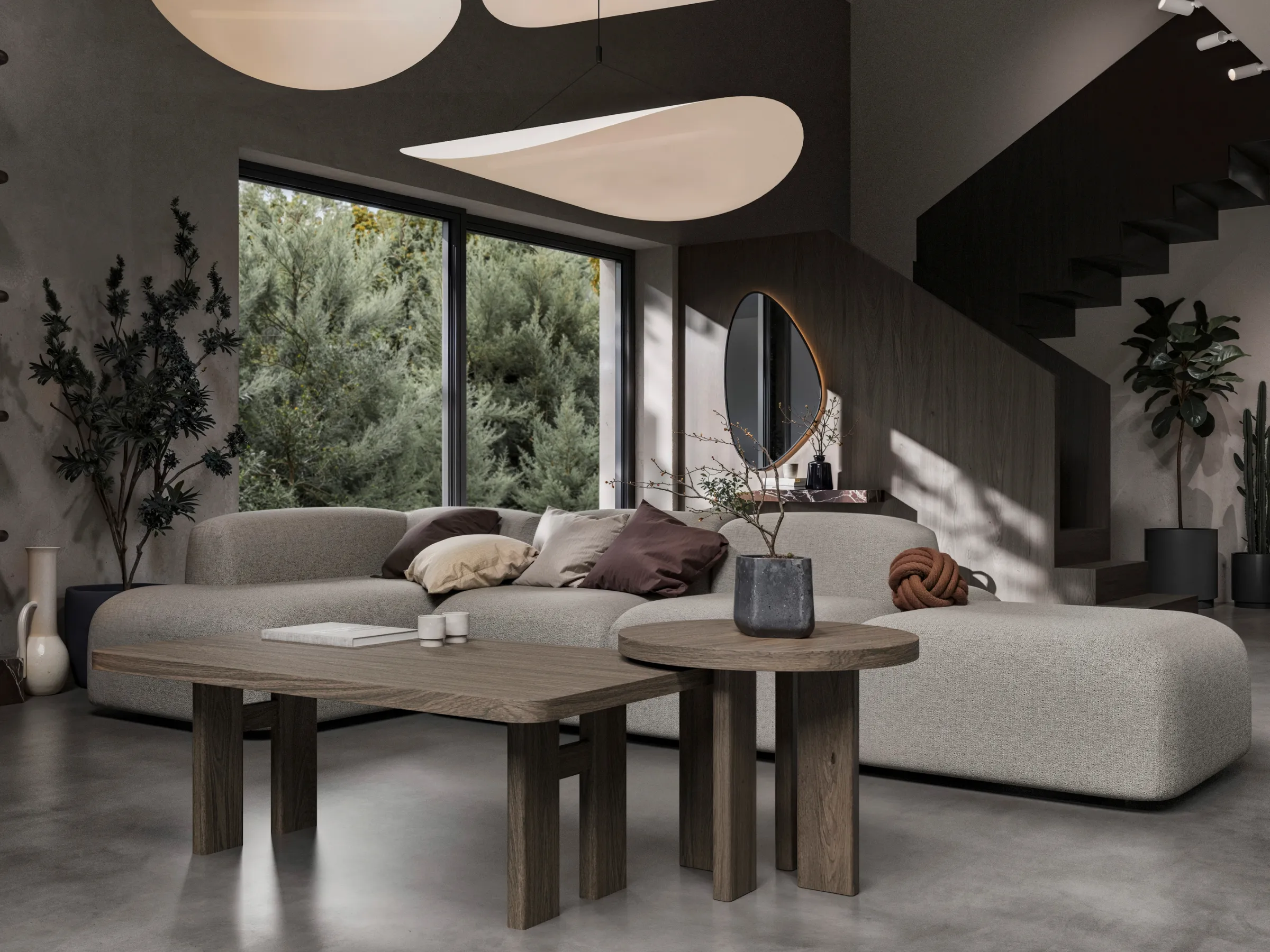 Modułowa sofa Umi w salonie w naturalnym stylu