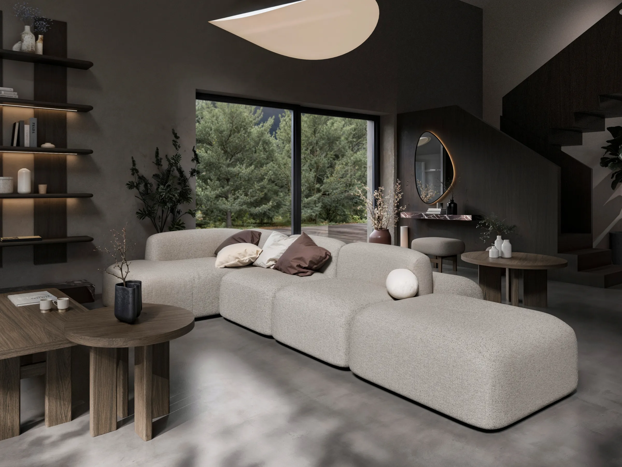 Modułowa sofa Umi w zaaranżowanym salonie