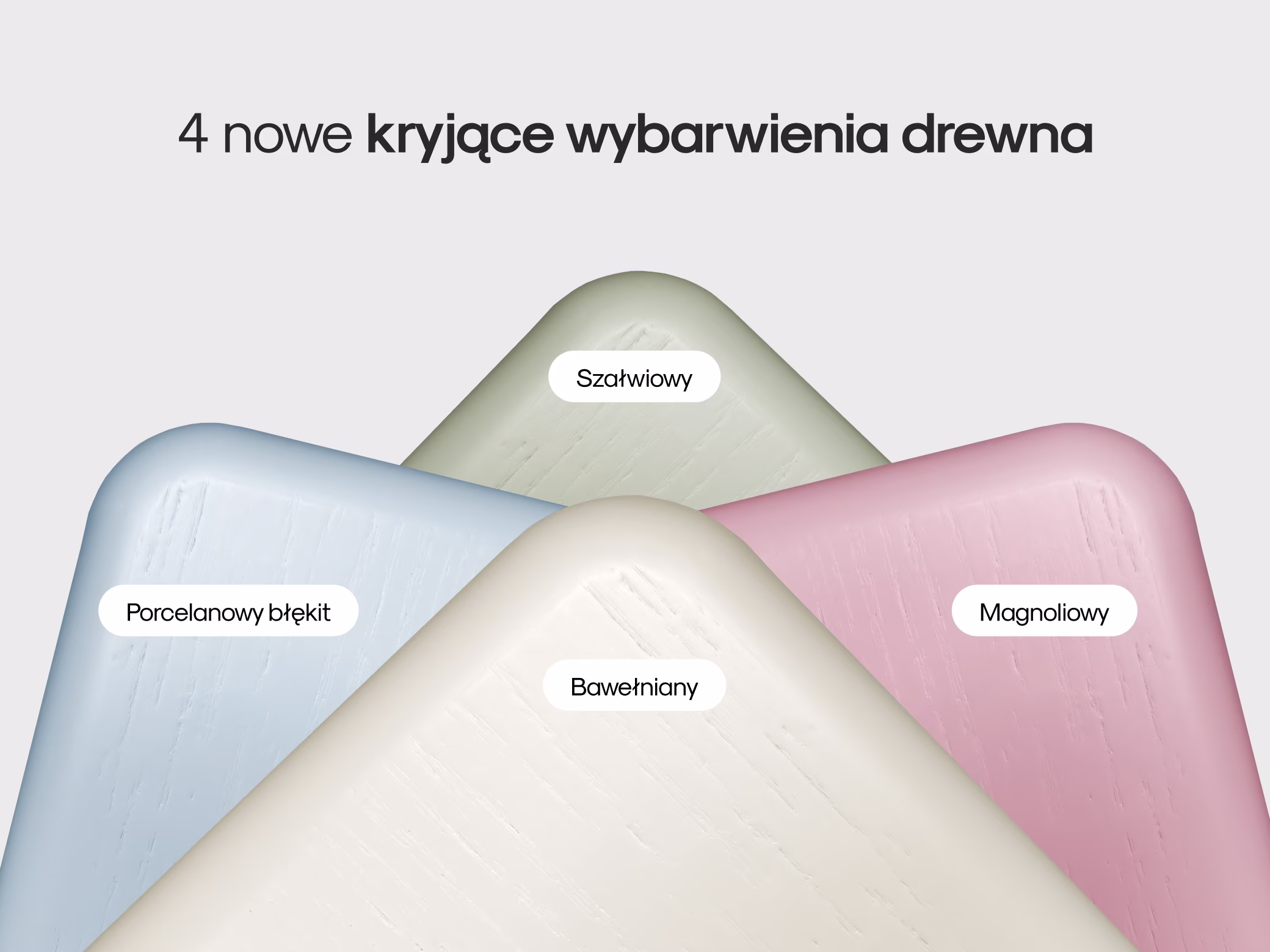Cztery nowe kryjące wybarwienia drewna Tabell: szałwiowy, porcelanowy błękit, bawełniany i magnoliowy