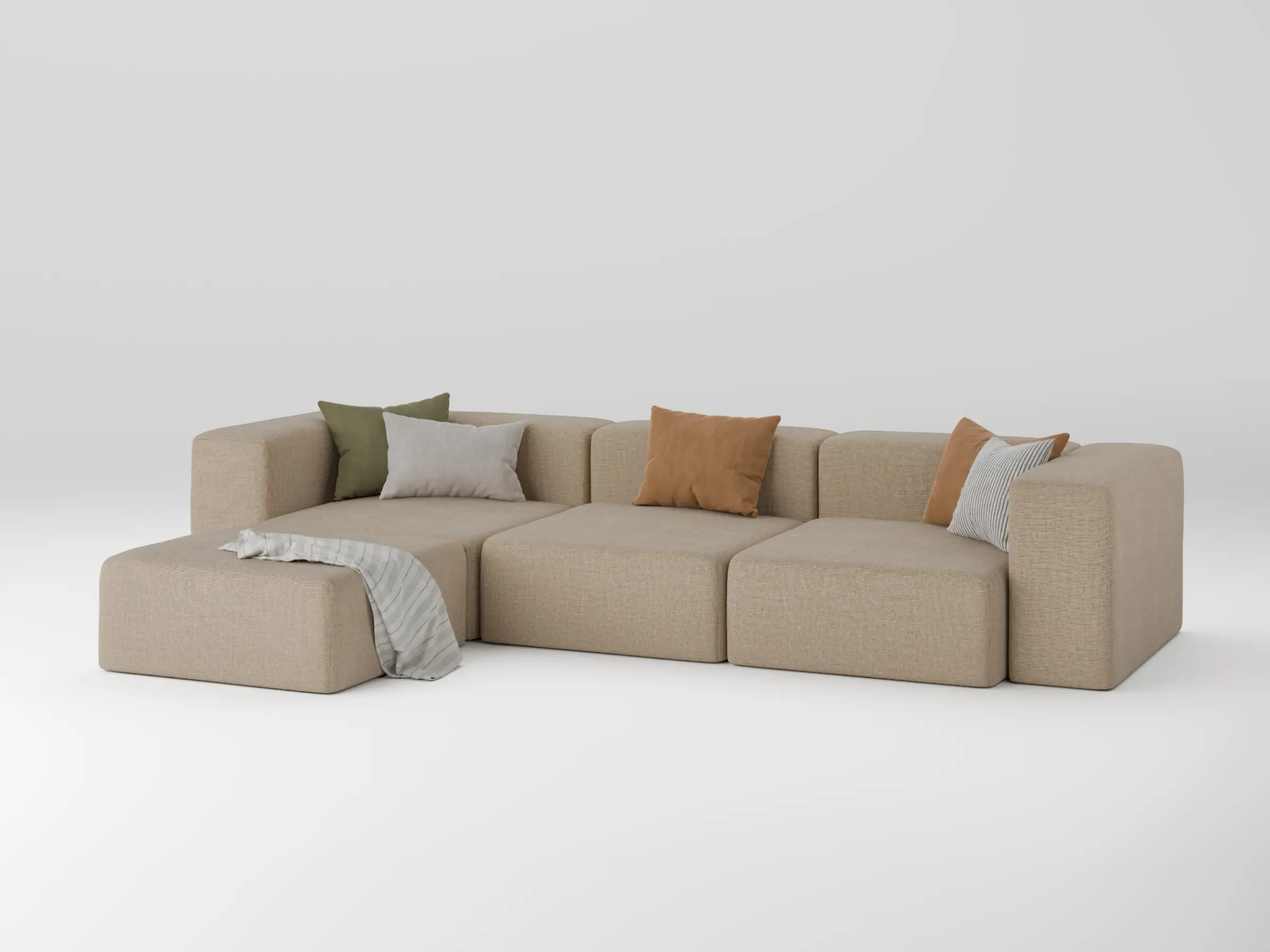 Modułowa sofa Douz w salonie w naturalnym stylu