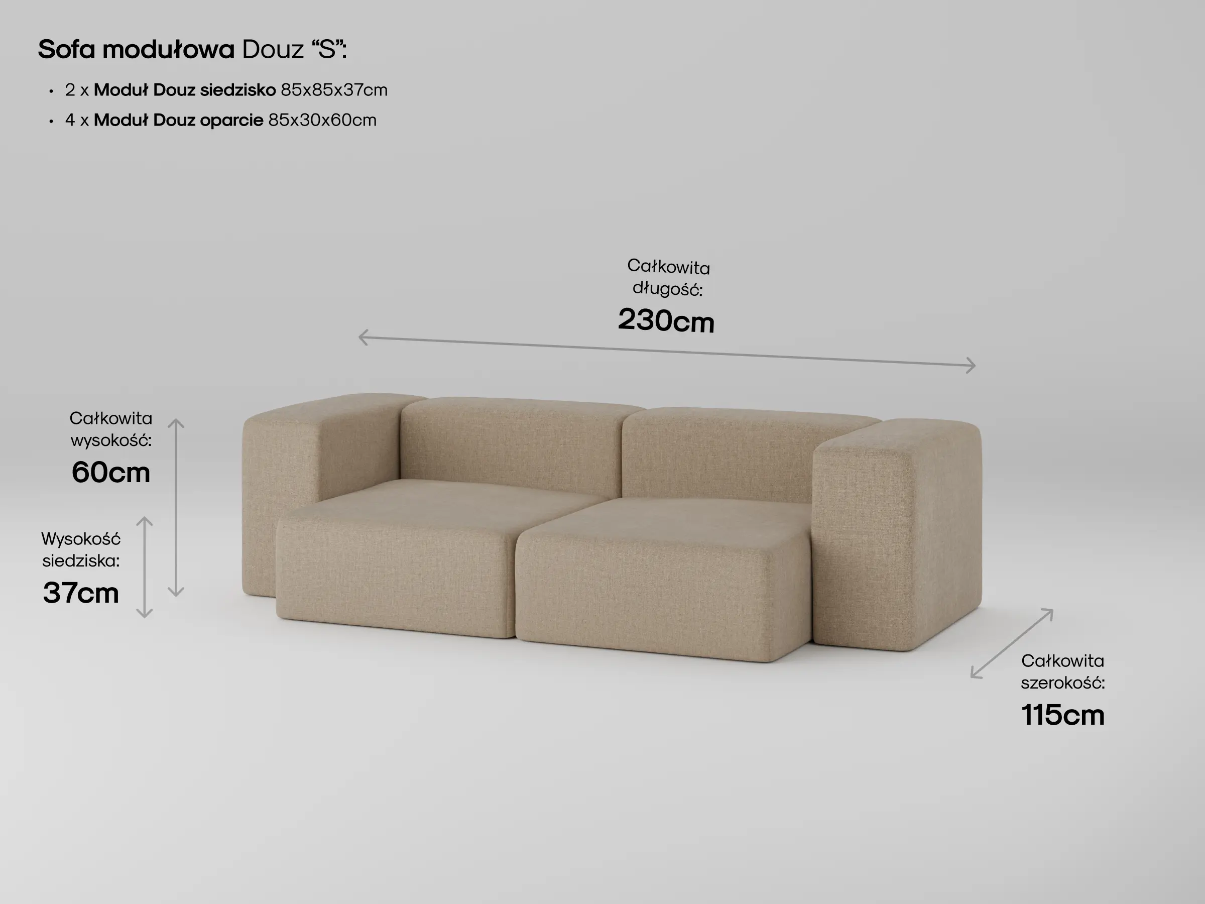 Modułowa sofa Douz w aranżacji salonu