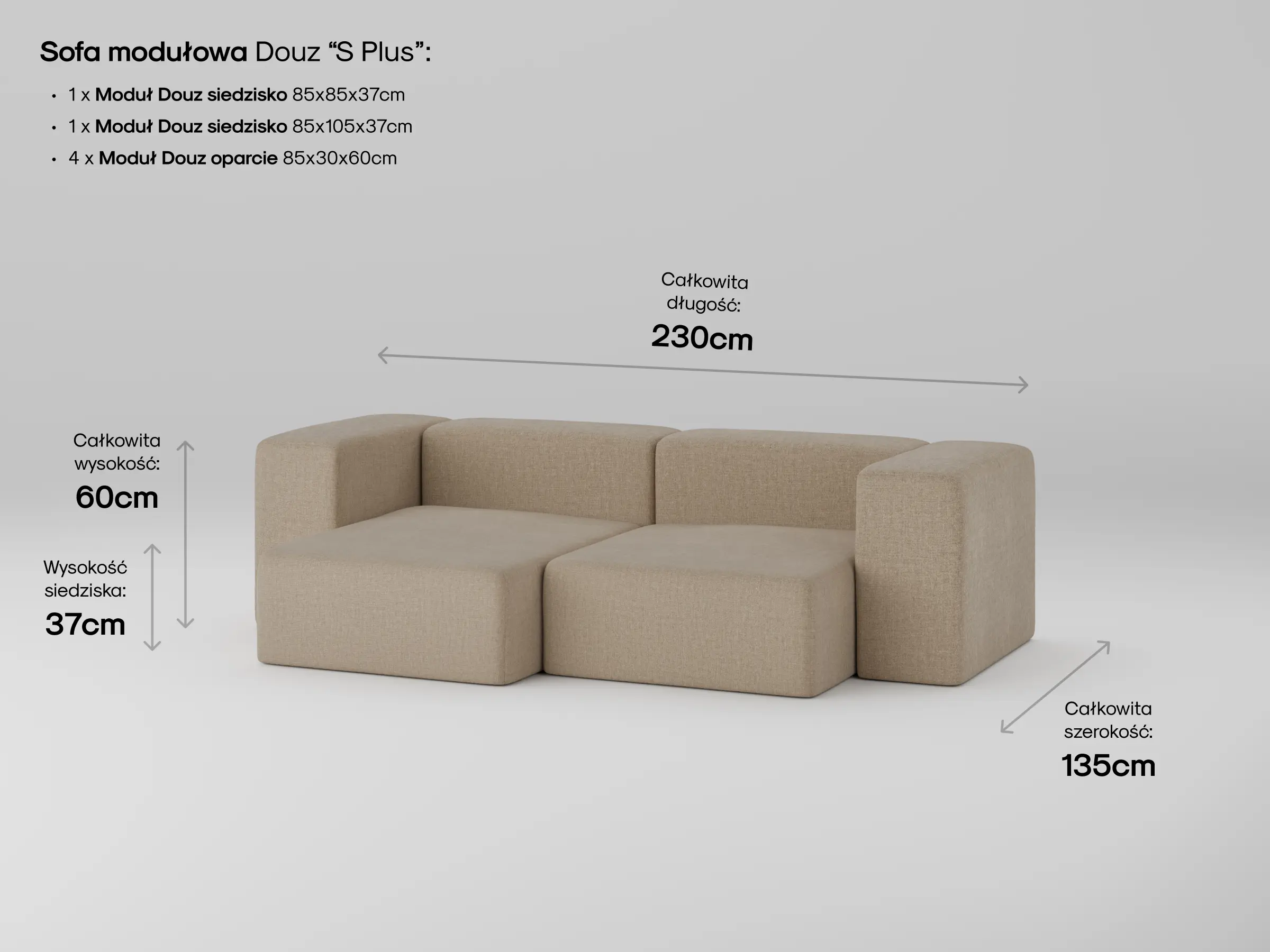 Modułowa sofa Douz w nowoczesnym salonie