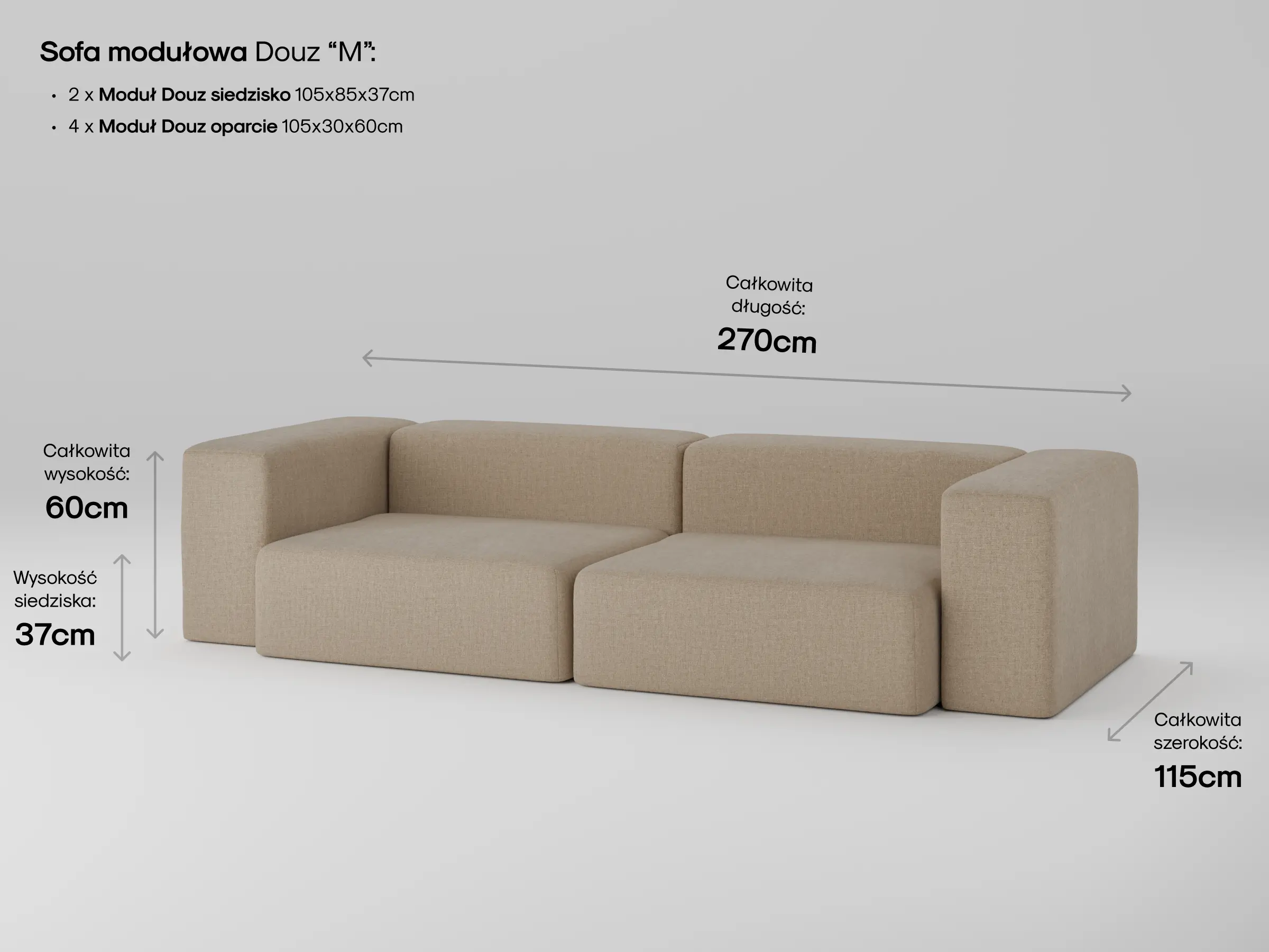 Modułowa sofa Douz w zaaranżowanym salonie