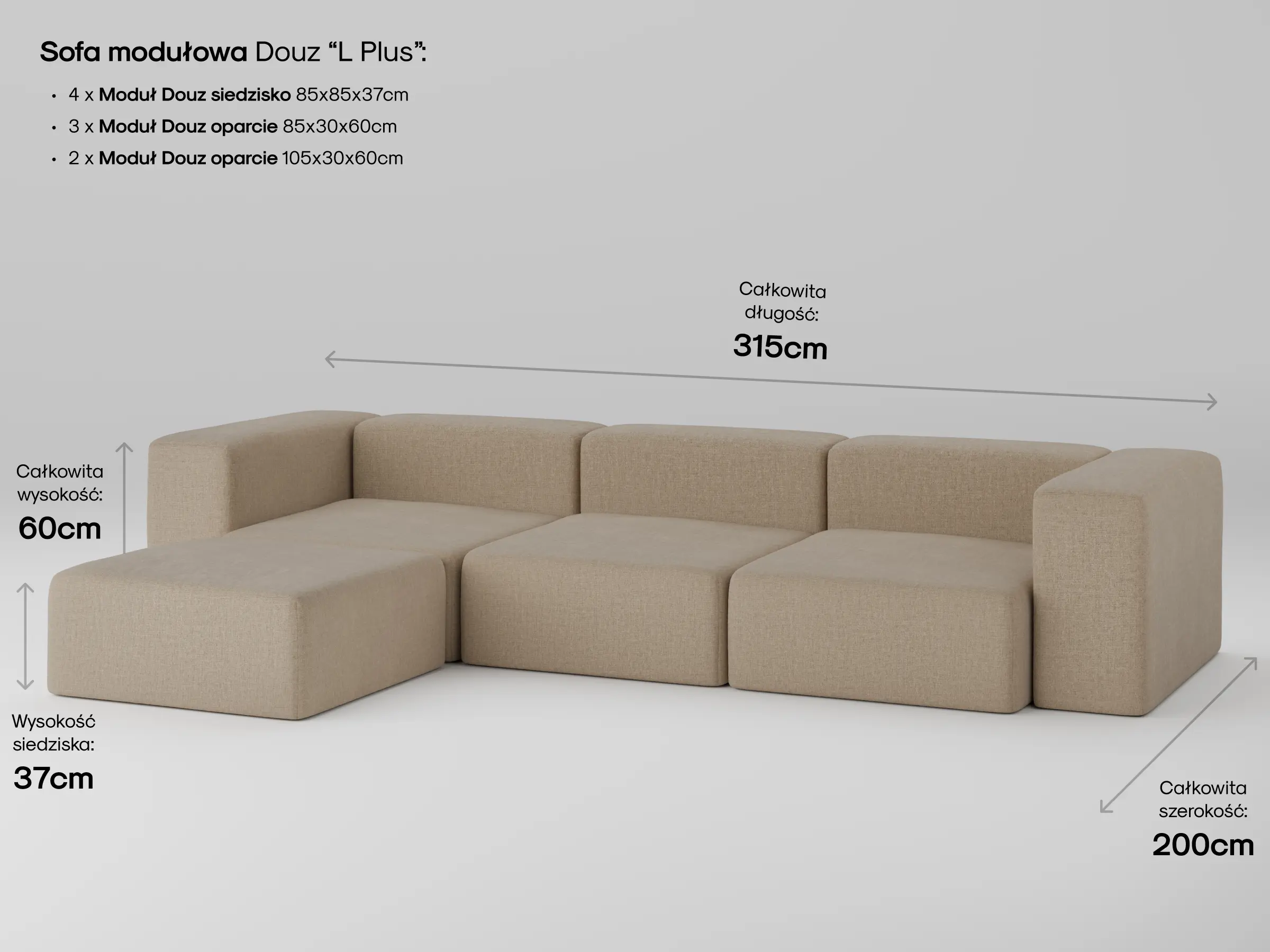 Modułowa sofa Douz w aranżacji salonu