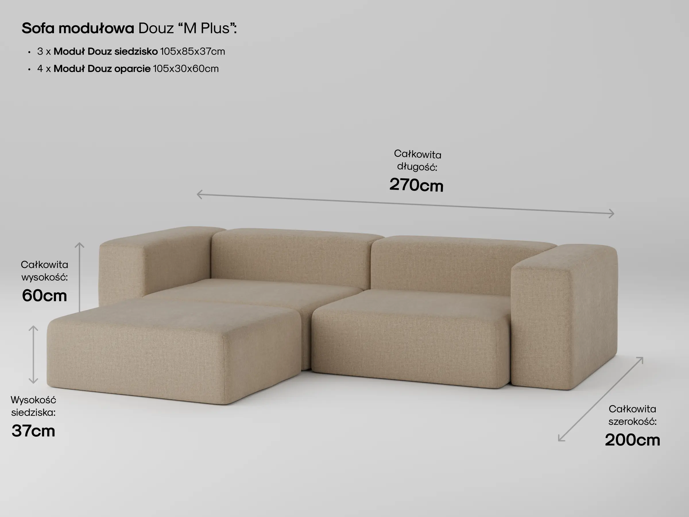 Modułowa sofa Douz w przytulnym salonie