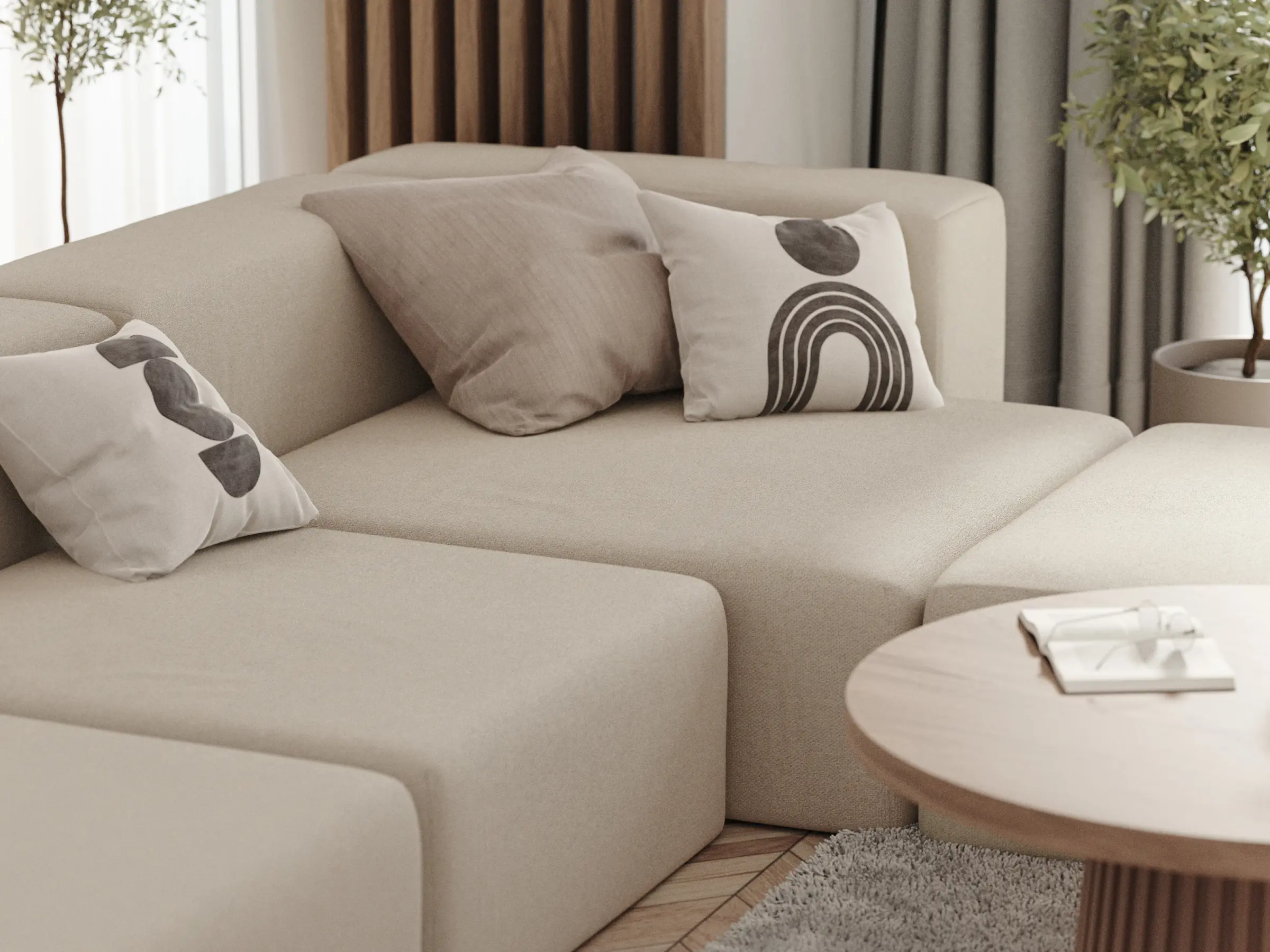 Modułowa sofa Douz w przytulnym salonie