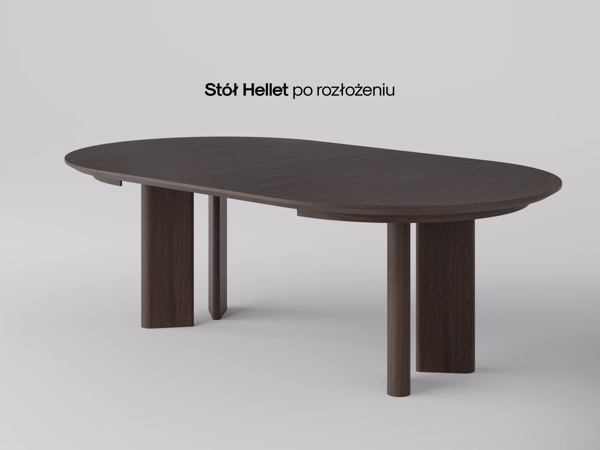 Okrągły dębowy stół Hellet w jasnej jadalni