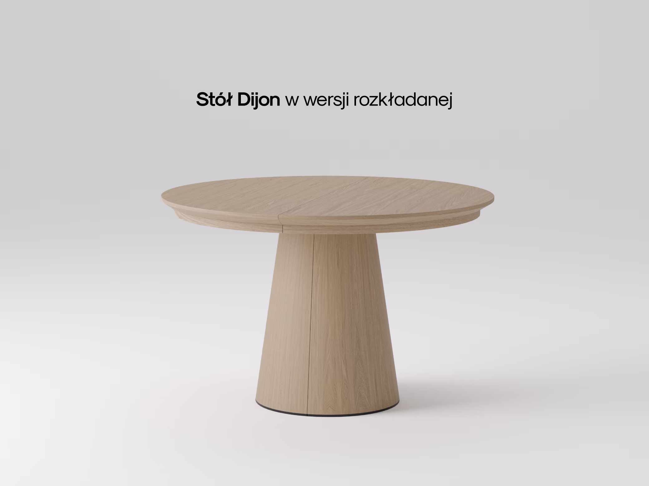 Okrągły dębowy stół Dijon w nowoczesnej jadalni
