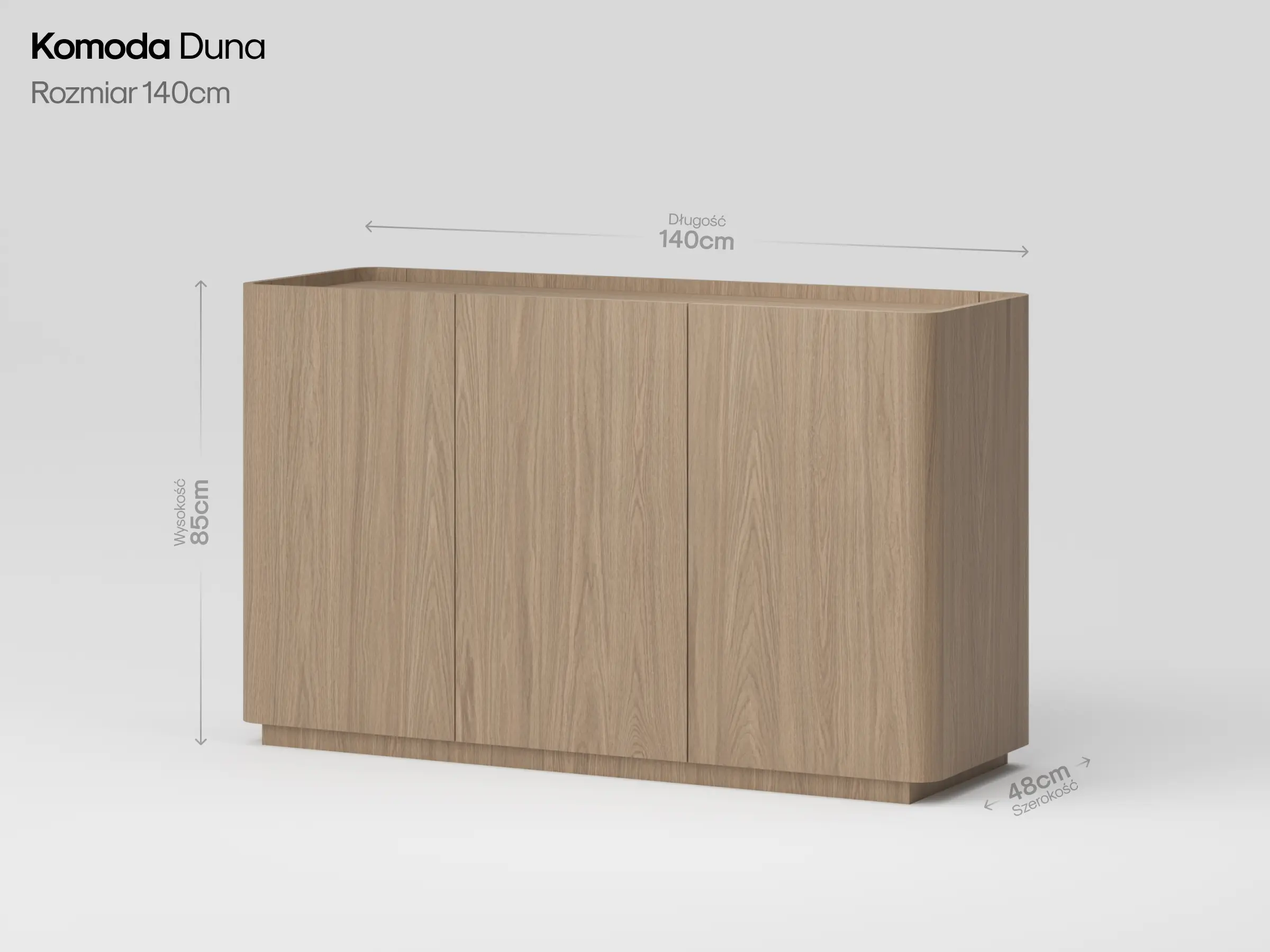 Wymiary komody Duna w rozmiarze 140 cm
