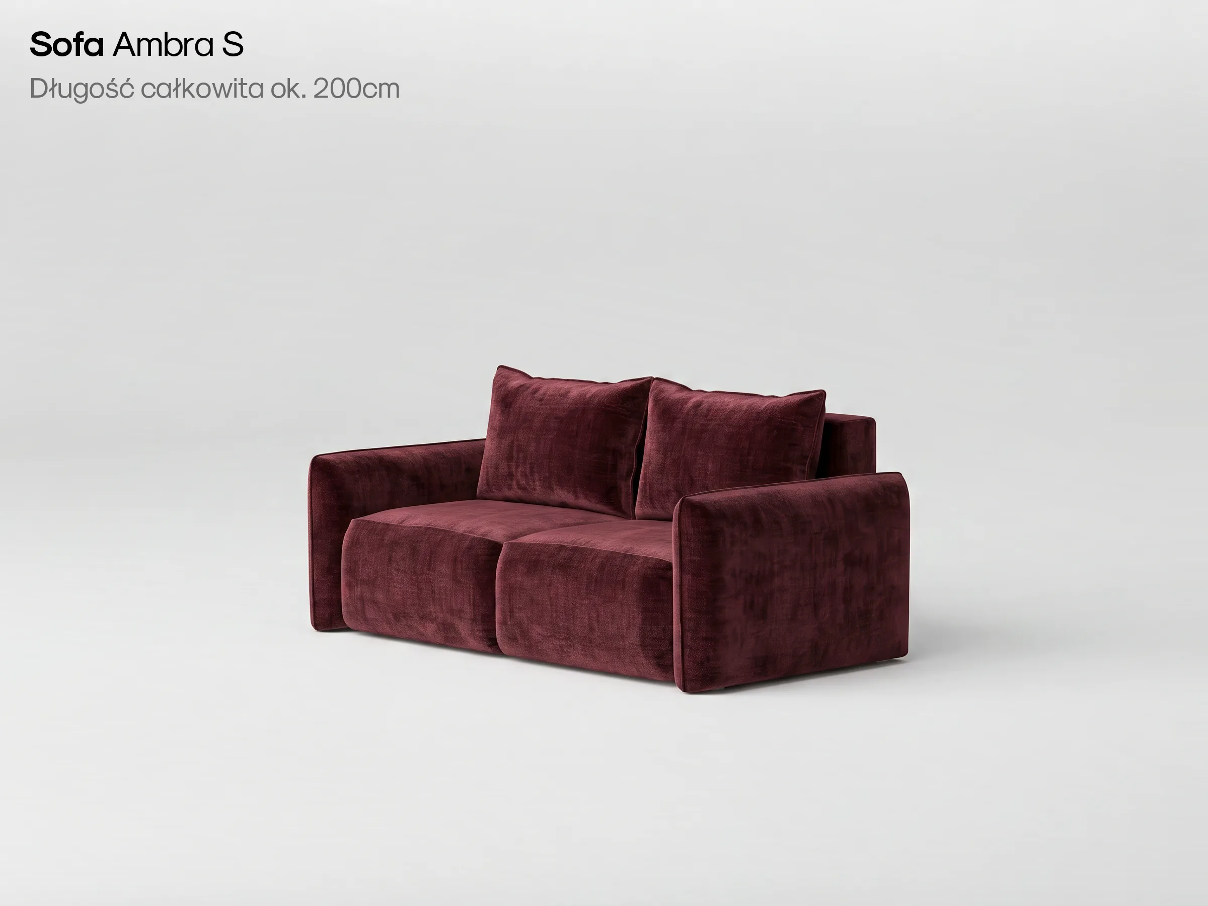 Sofa Ambra S w tkaninie w kolorze burgund