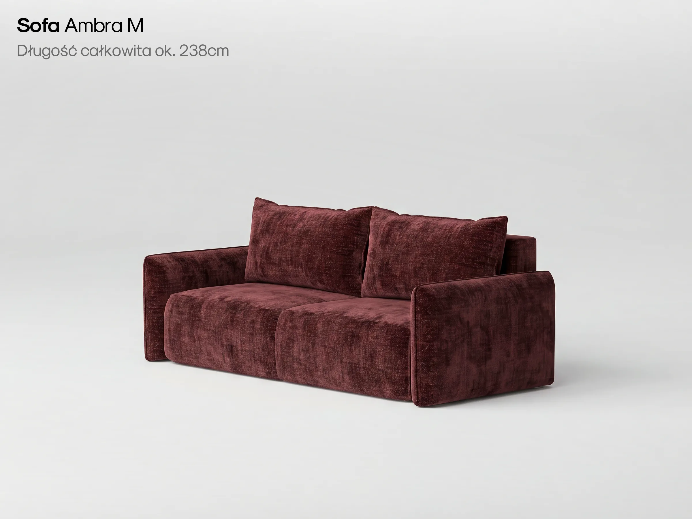 Sofa Ambra M w tkaninie w kolorze burgund