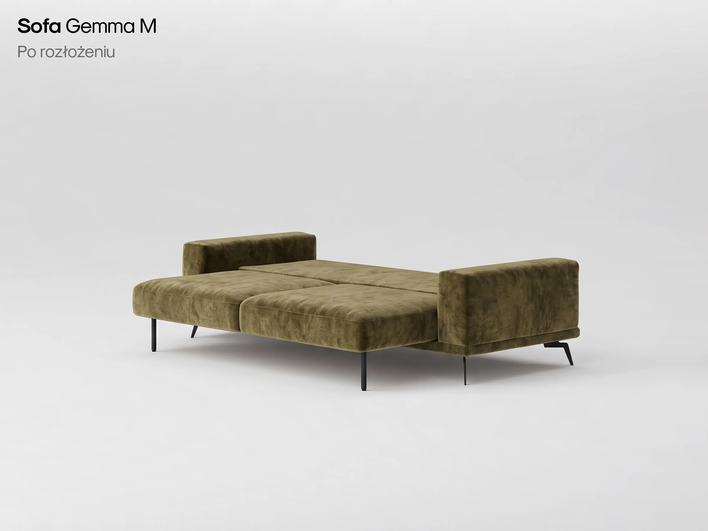 Sofa Gemma M po rozłożeniu do spania