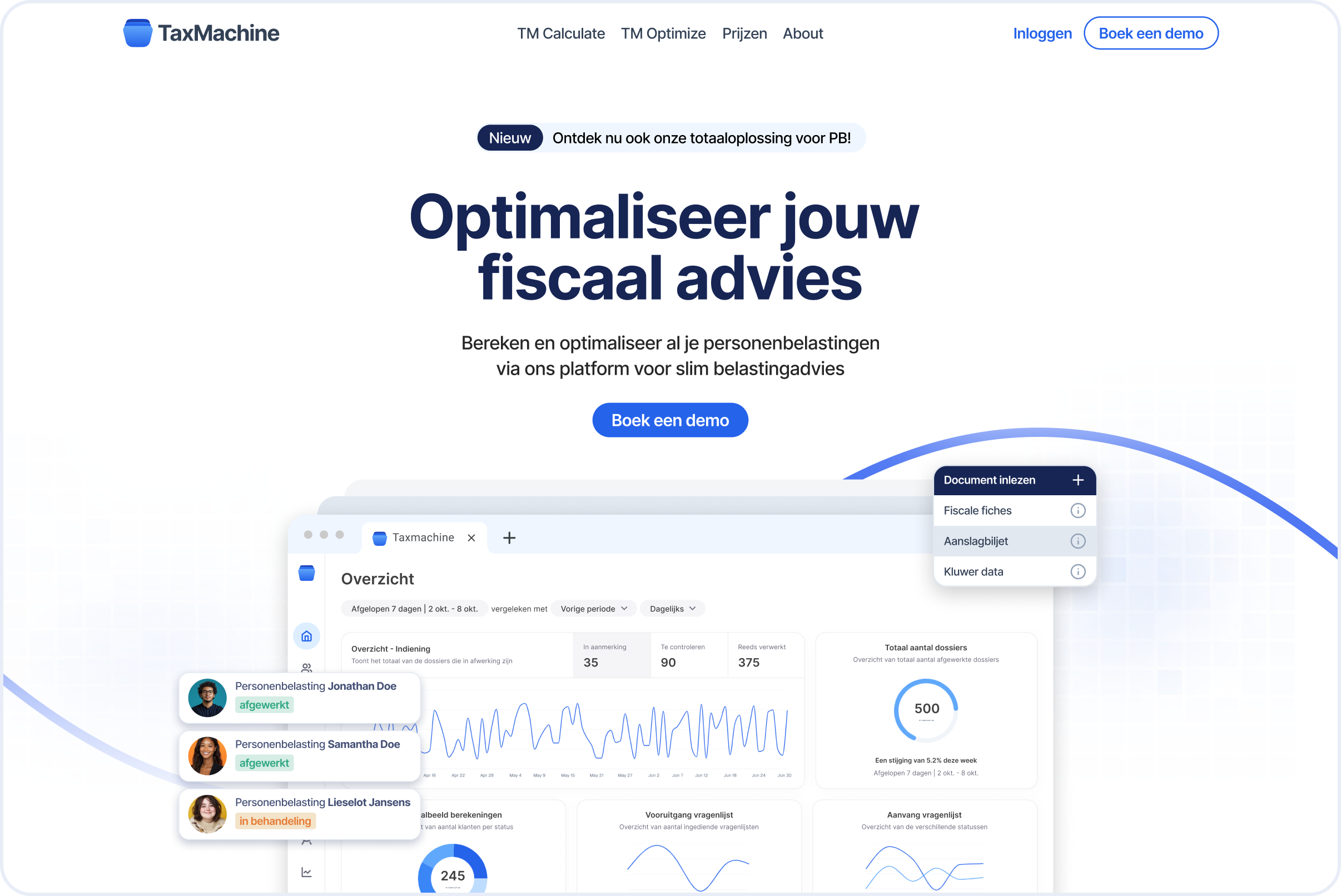 Website voor fiscaal platform TaxMachine