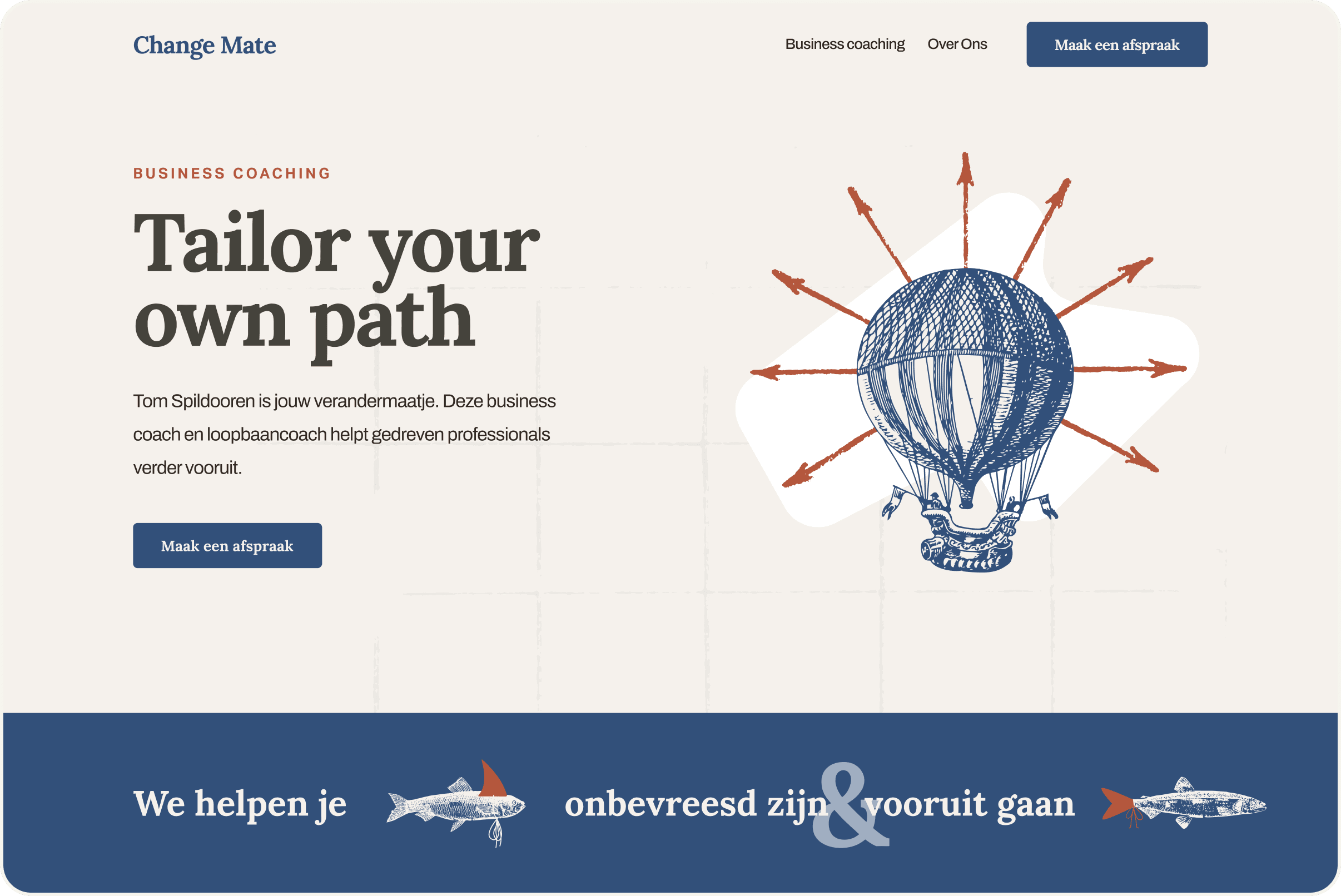 Retro huisstijl en website voor loopbaanbegeleider Change Mate