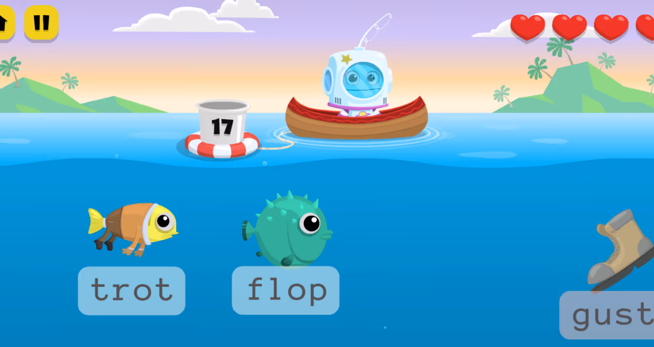 Hooked — fishing typing game screenshot