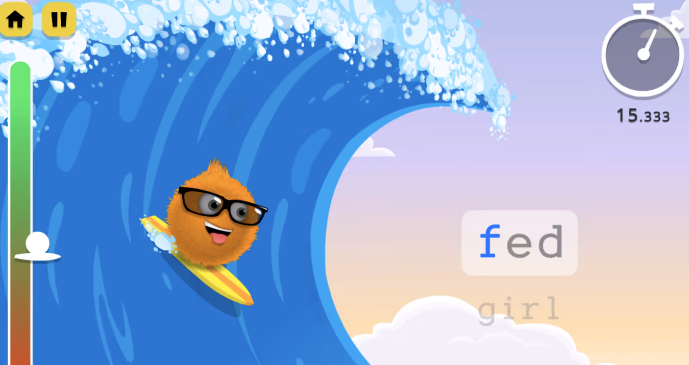 Wipeout! — surfing typing game screenshot