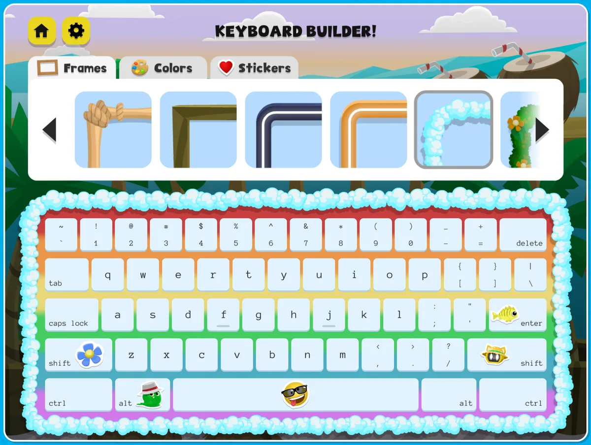 The Keyboard Builder screen in Kodable Typing
