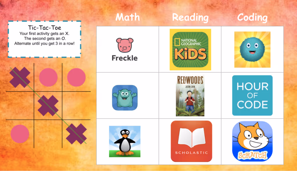 TicTacToe is a great choice board template to use