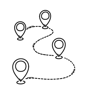 step by step pathway with location markers.