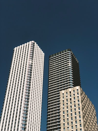 Three buildings next to each other.