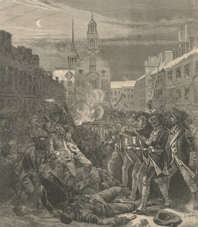Black and white picture of Boston Massacre.
