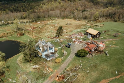 Post tornado home aerial image.