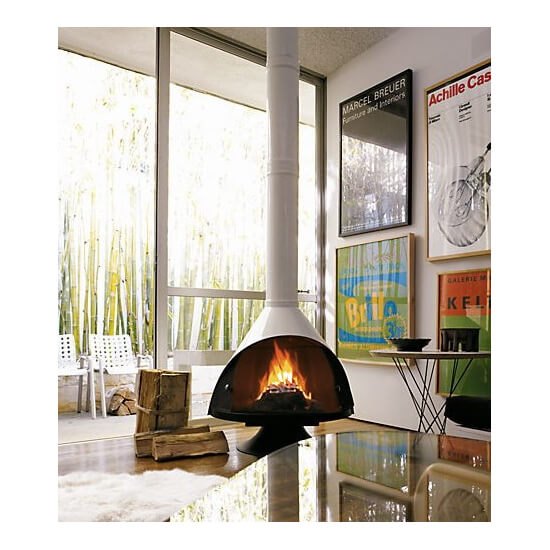 White 70s fireplace.