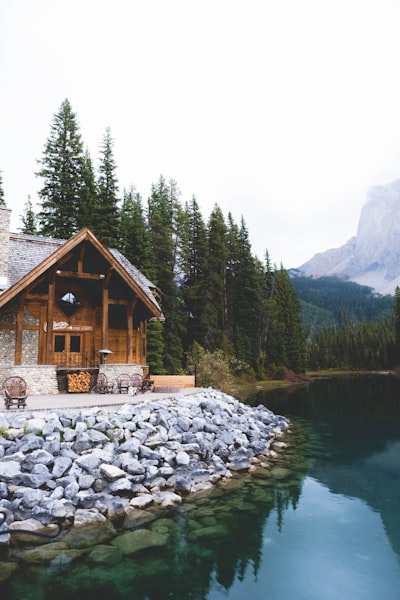 Lake cabin on the water.