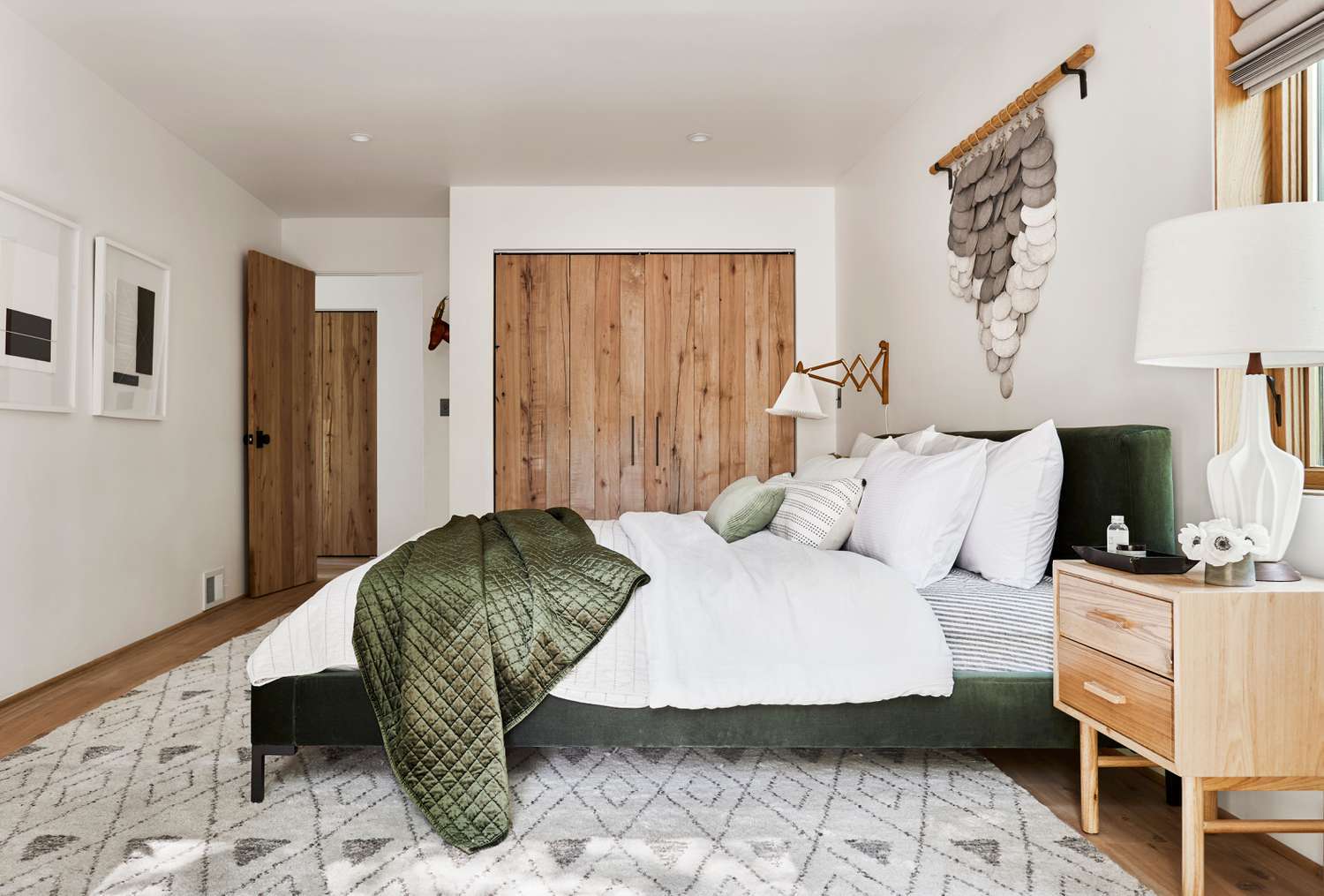 Feng shui soft color palette bedroom.