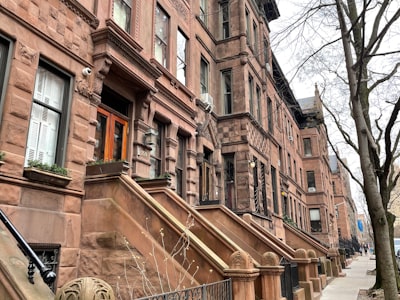New york brownstones in a line. 