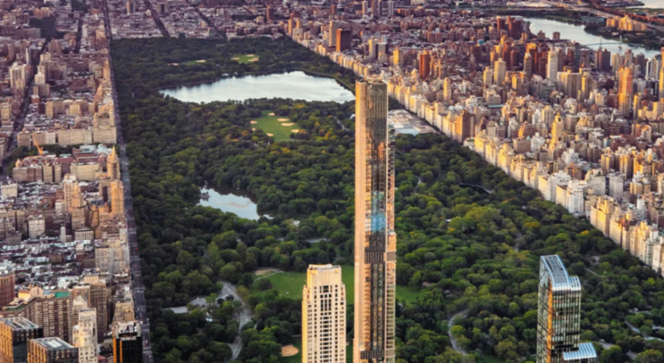 Aerial view of central park tower.