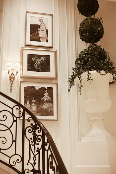 Antique style staircase landing. 