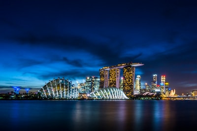 Singapore skyline at night. 