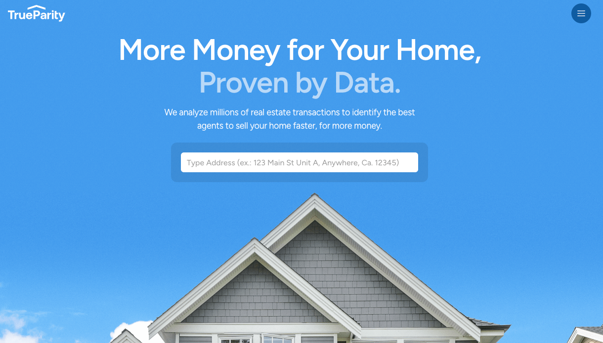 Trueparity home page. 