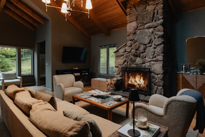 Fireplace in living room.