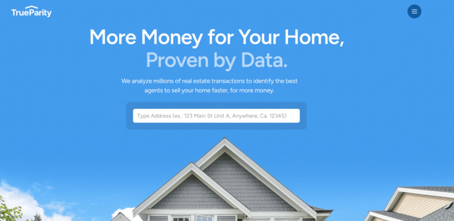 TrueParity home page. 