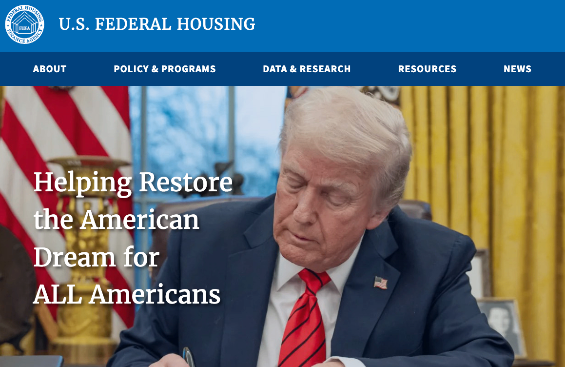 FHFA main site page. 