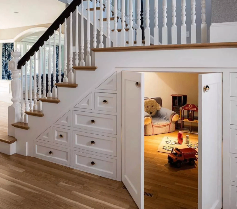 Under staircase secret room.