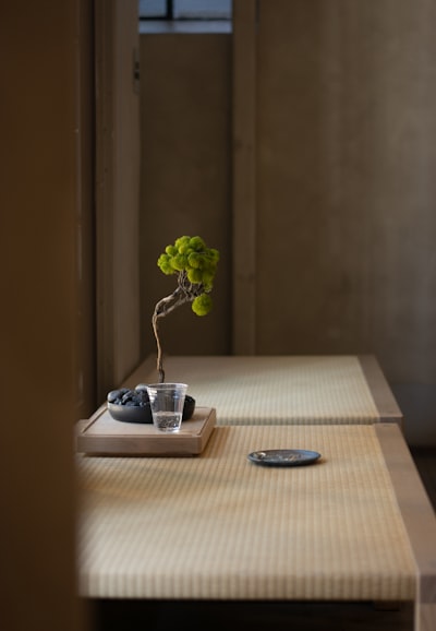 Wabi sabi decorations on a table.