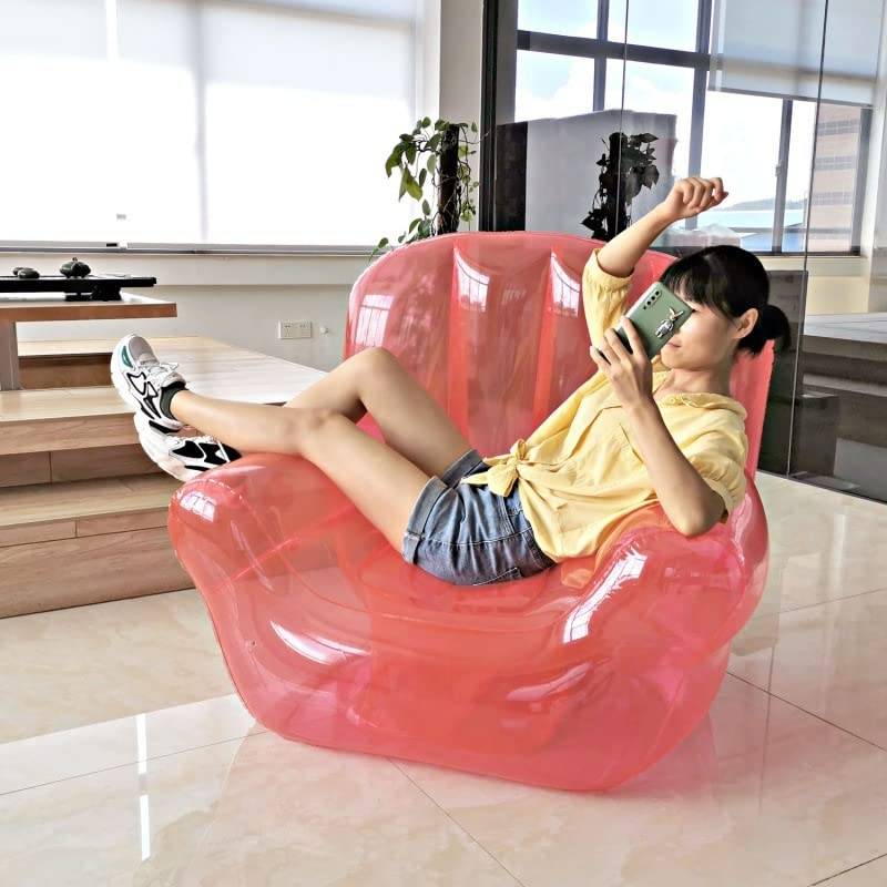 Inflatable pink chair.