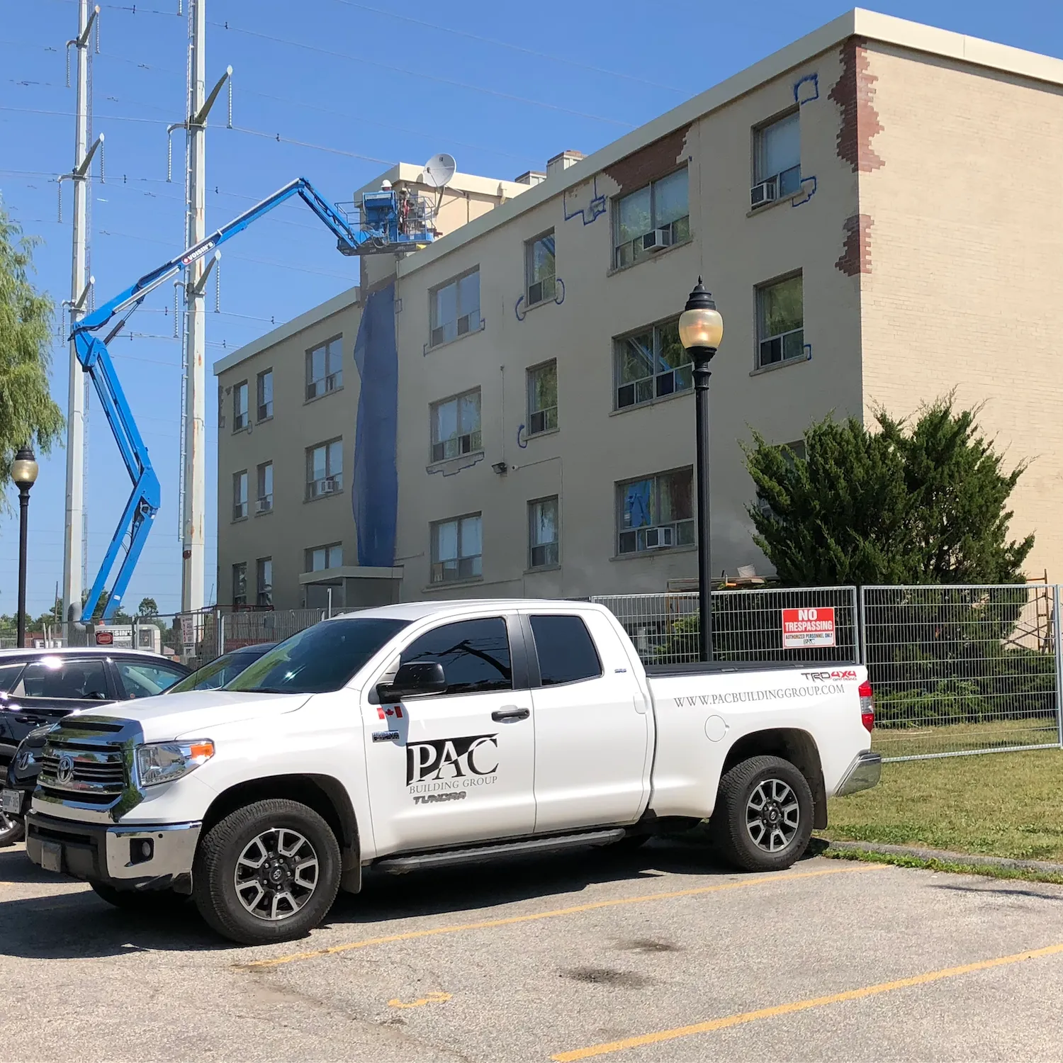 Building envelope restoration on a residential tower