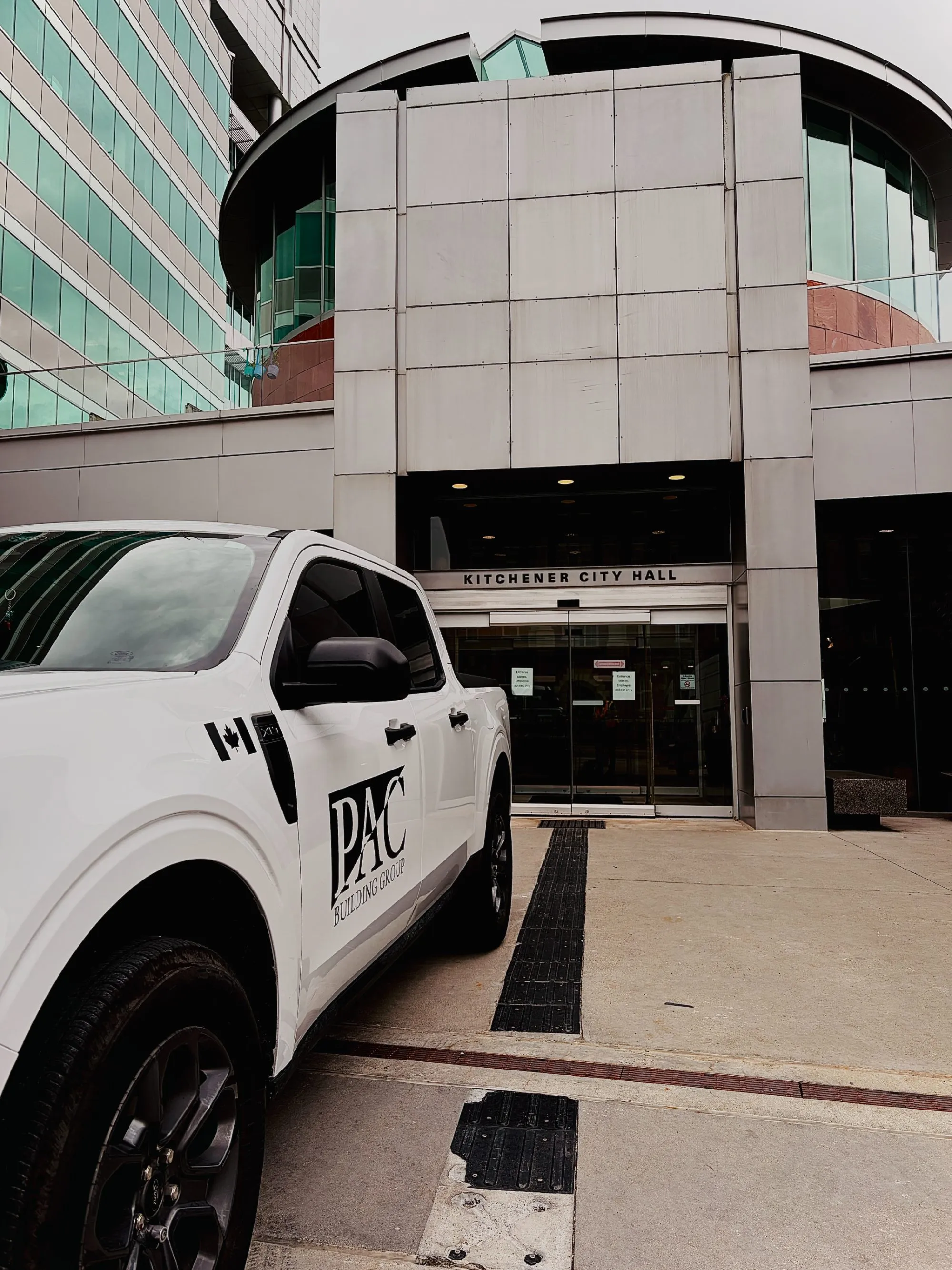PAC Building Group truck at Kitchener City Hall