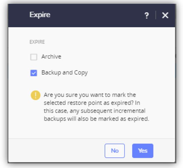 Showing how to confirm the expiration and select the 'backup and copy' option