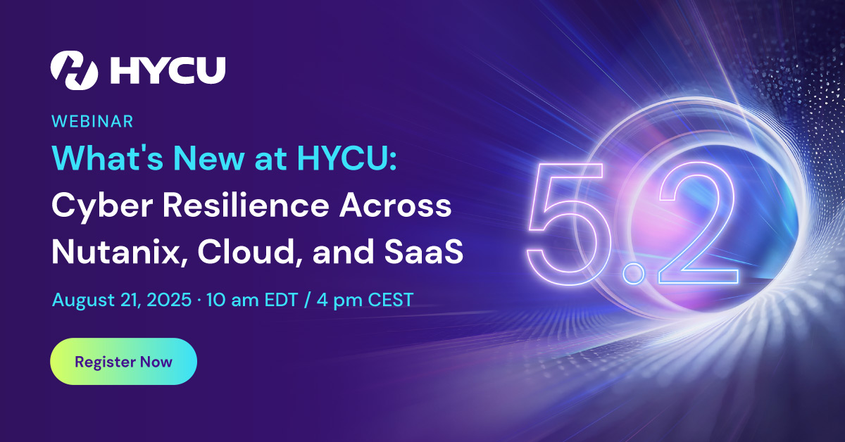 Promotional banner for HYCU's state of saas resiliance broadcast 