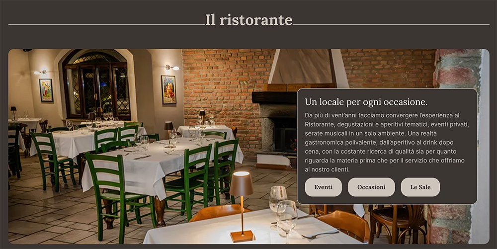 Posteria website screenshot: dining room and atmosphere