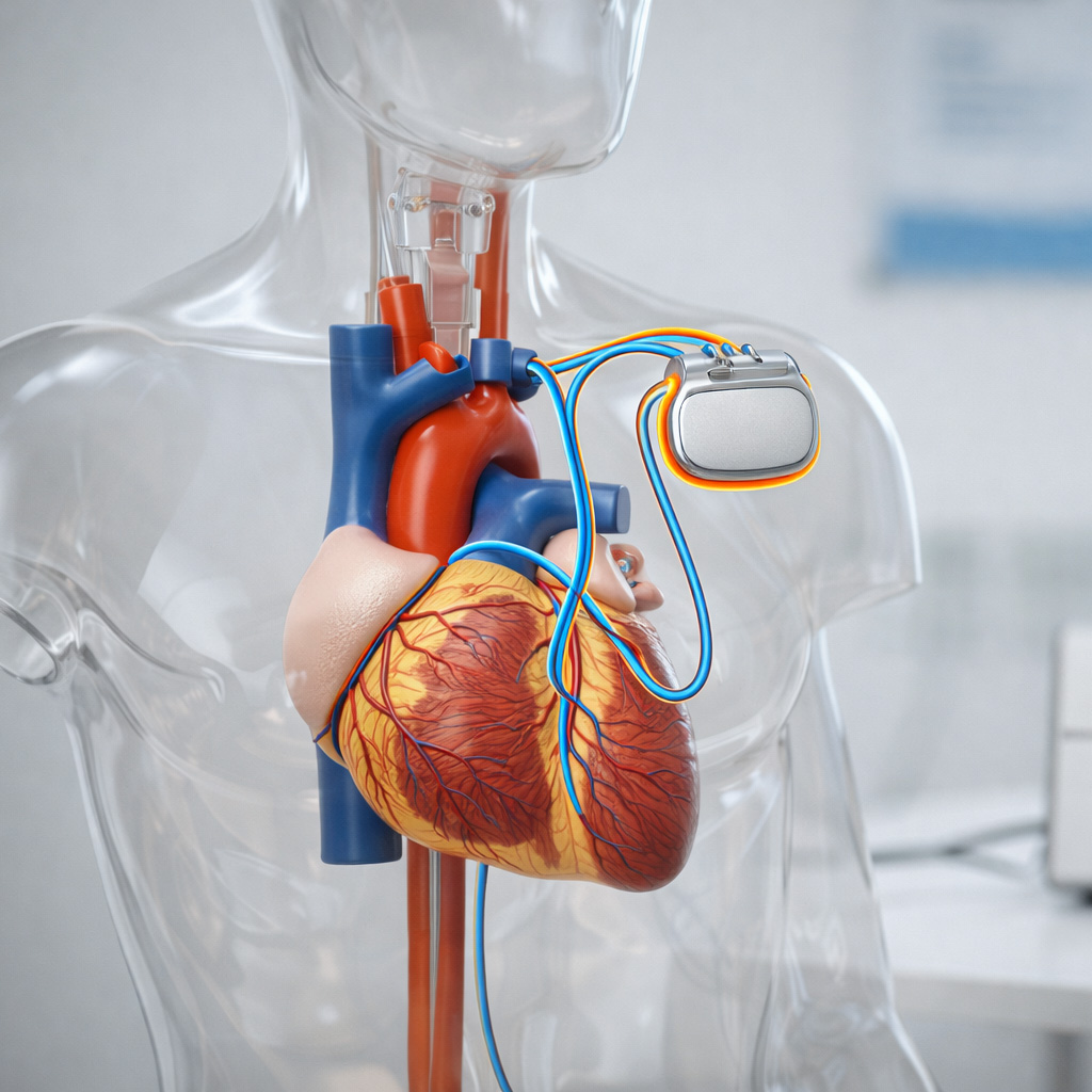 Anatomy model of a torso with pacemaker