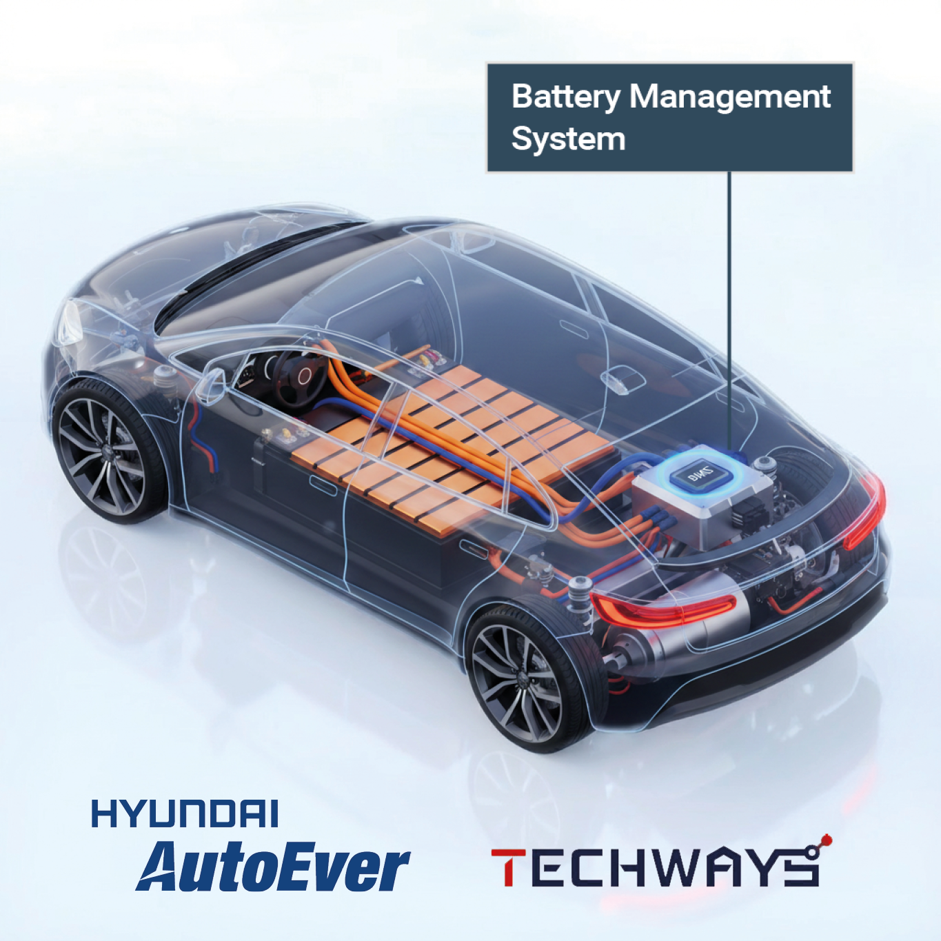 electric car with battery pack and battery management system
