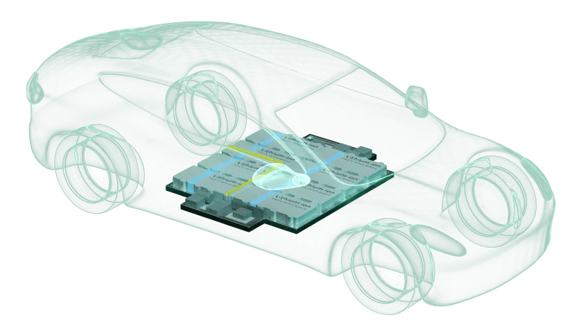 3D model of a car with battery